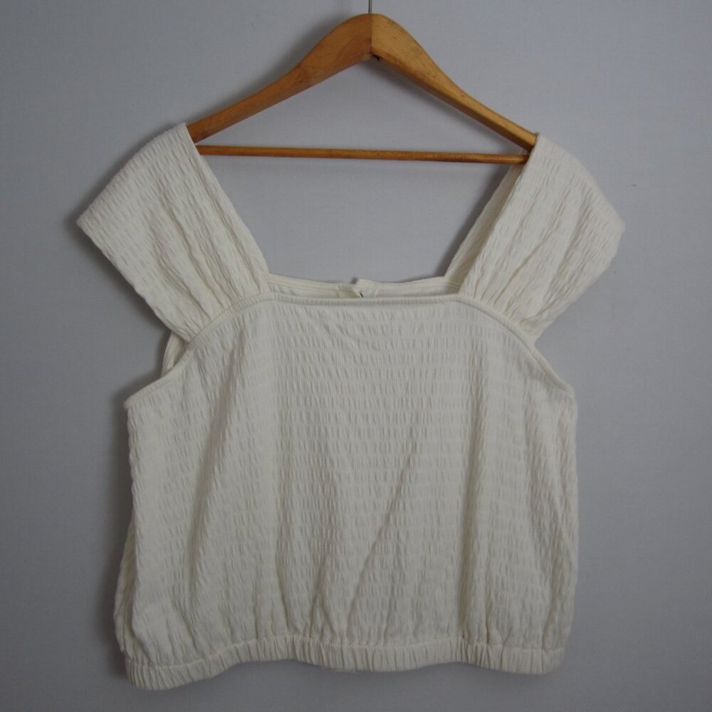 New Madewell Womens XL Ivory Top Cotton Crinkle Knit Button Front Blouse ND803 - Picture 6 of 10